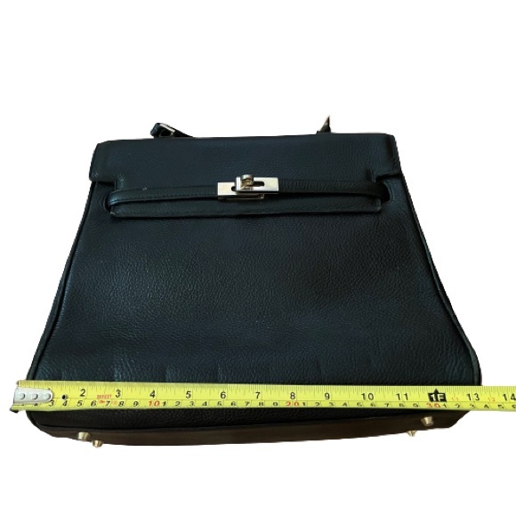 Vintage Top Handle Satchel Bag Black Pebbled Leather - Picture 8 of 9